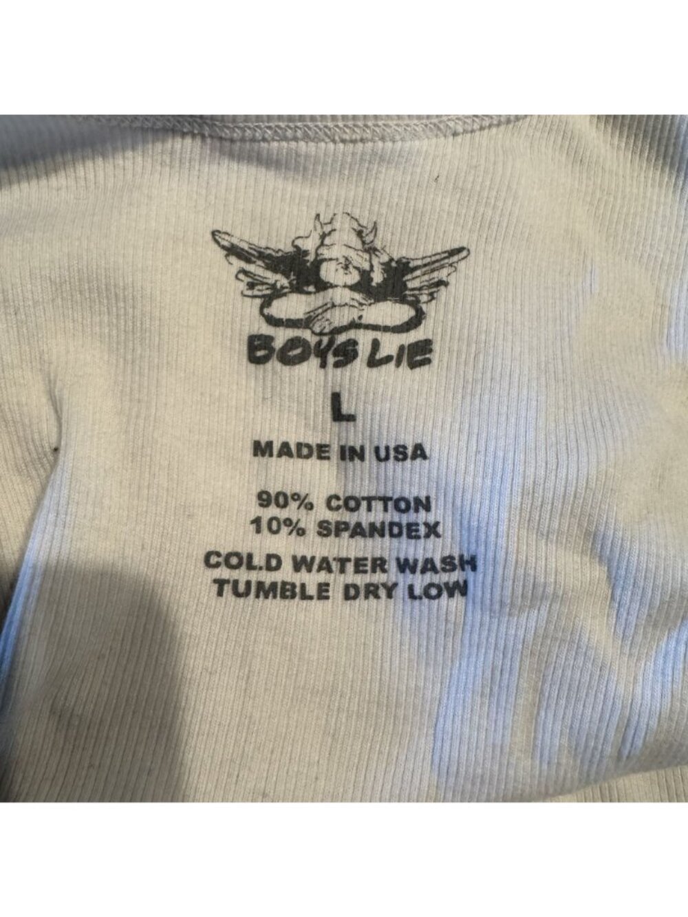 Boys Lie White Logo Patch Cropped Cotton Blend Tank Top Women's Size Large L - Picture 3 of 4